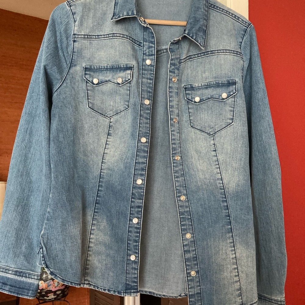 CHIQLE LIGHTBLUE WESTERN POINTED YOKES DENIM SHIRT